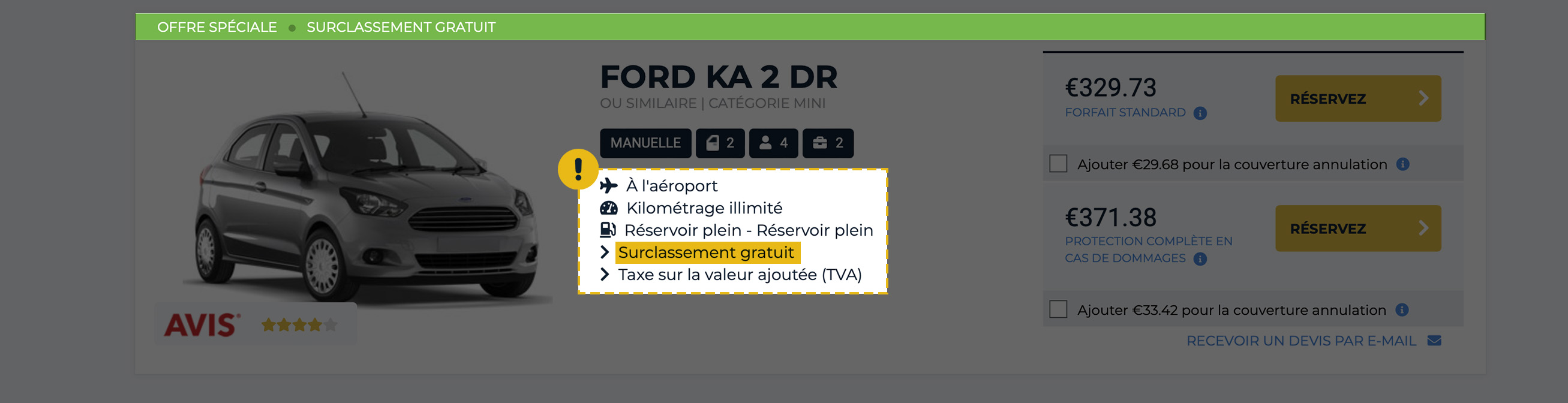 Surclassements gratuits